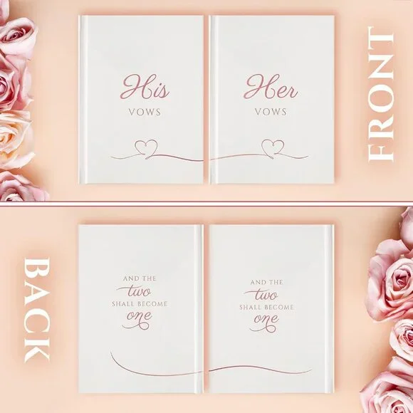 Hard Cover His and Her Rose Gold Wedding Vow Book - Picture 6 of 7